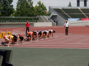 ３年島田さん、100mスタート前。