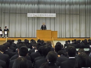 校長講評（卒業前の３年生への労いなど）