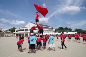 応援合戦（赤組）。