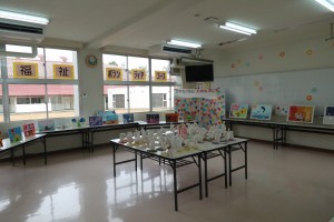 福祉ボランティアコース(生徒作品の展示)。