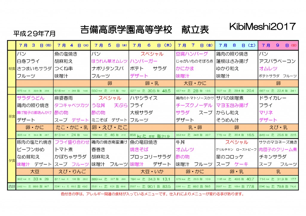 KibiMeshi20170703-0709