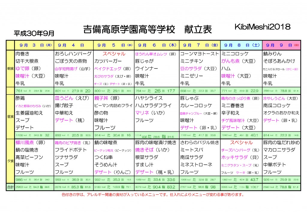 KibiMeshi20180903-0909