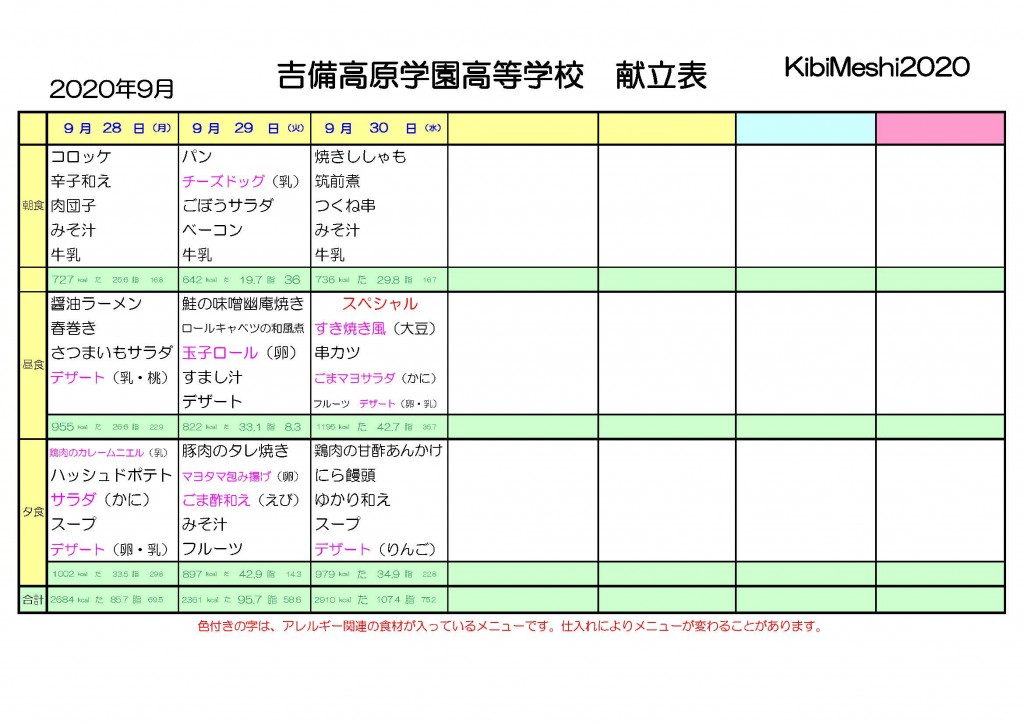 KibiMeshi20200928-0930