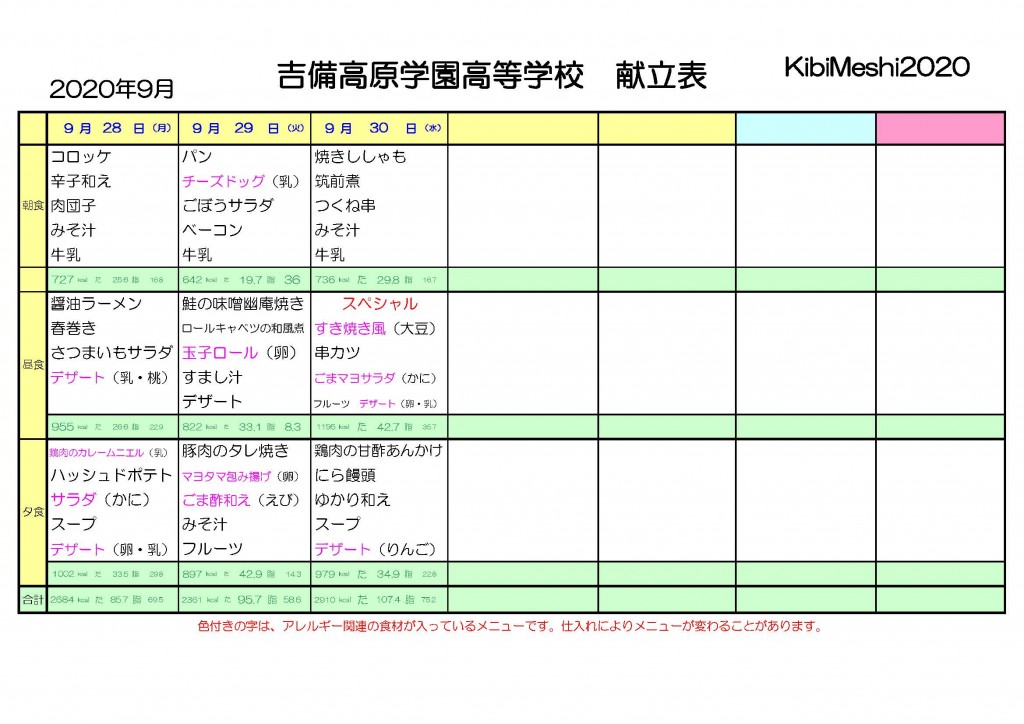 KibiMeshi20200928-0930